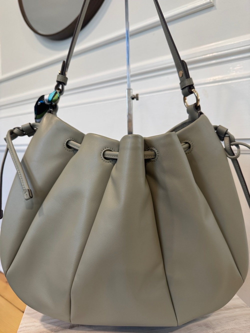 Kate Spade Bag Pinch Smooth Leather Quiet Luxury Shoulder Bag Oyster Shell Green - Picture 6 of 17